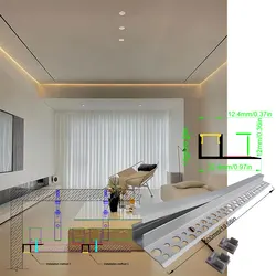 32 × 13 2 szt. 0.5M czarna okładka profil aluminiowy LED pasek światła osadzona instalacja sufitowa artystyczne kształty ścian