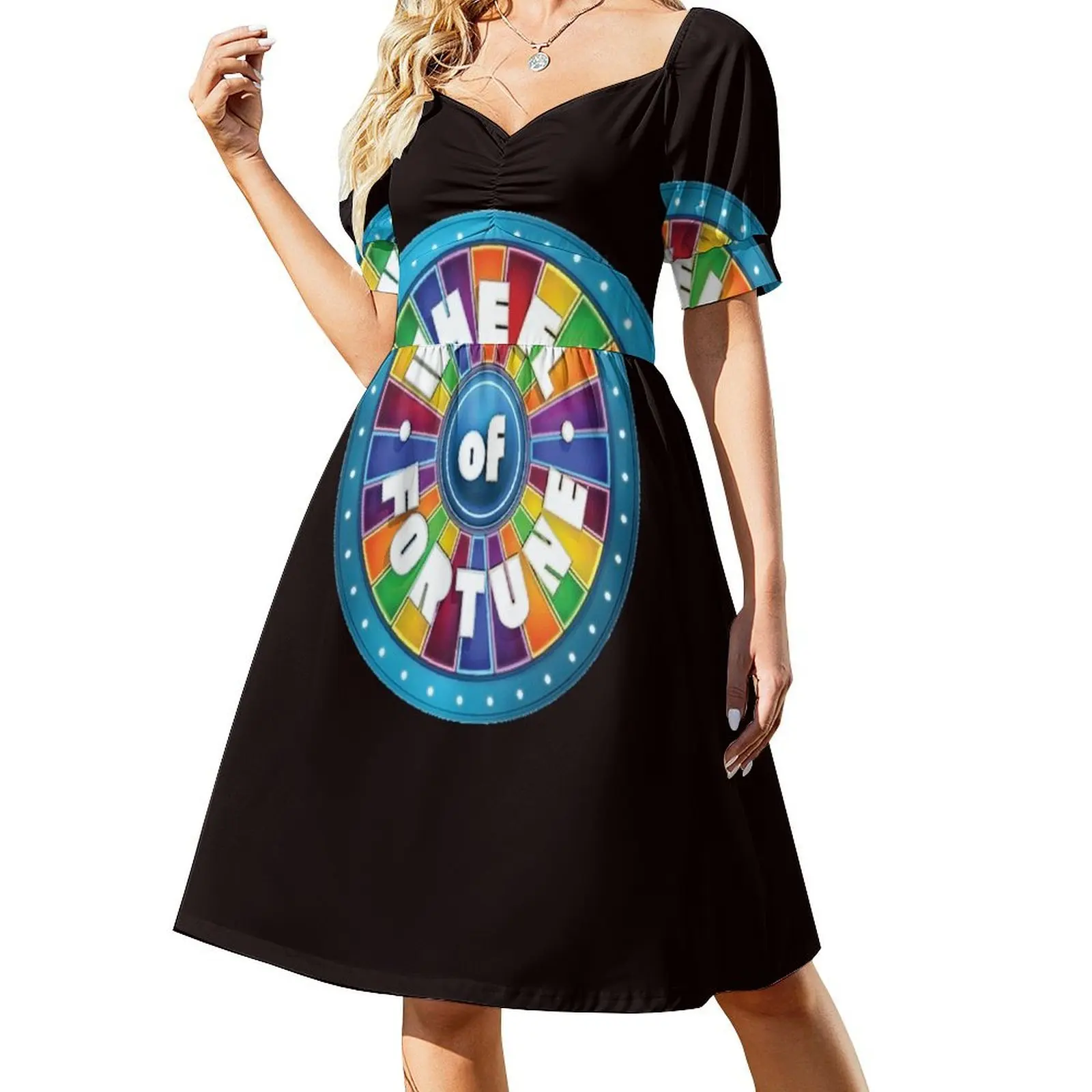 Wheel of Fortune Short Sleeved Dress party dresses woman chic and elegant woman dress Clothing female Woman clothing Dress