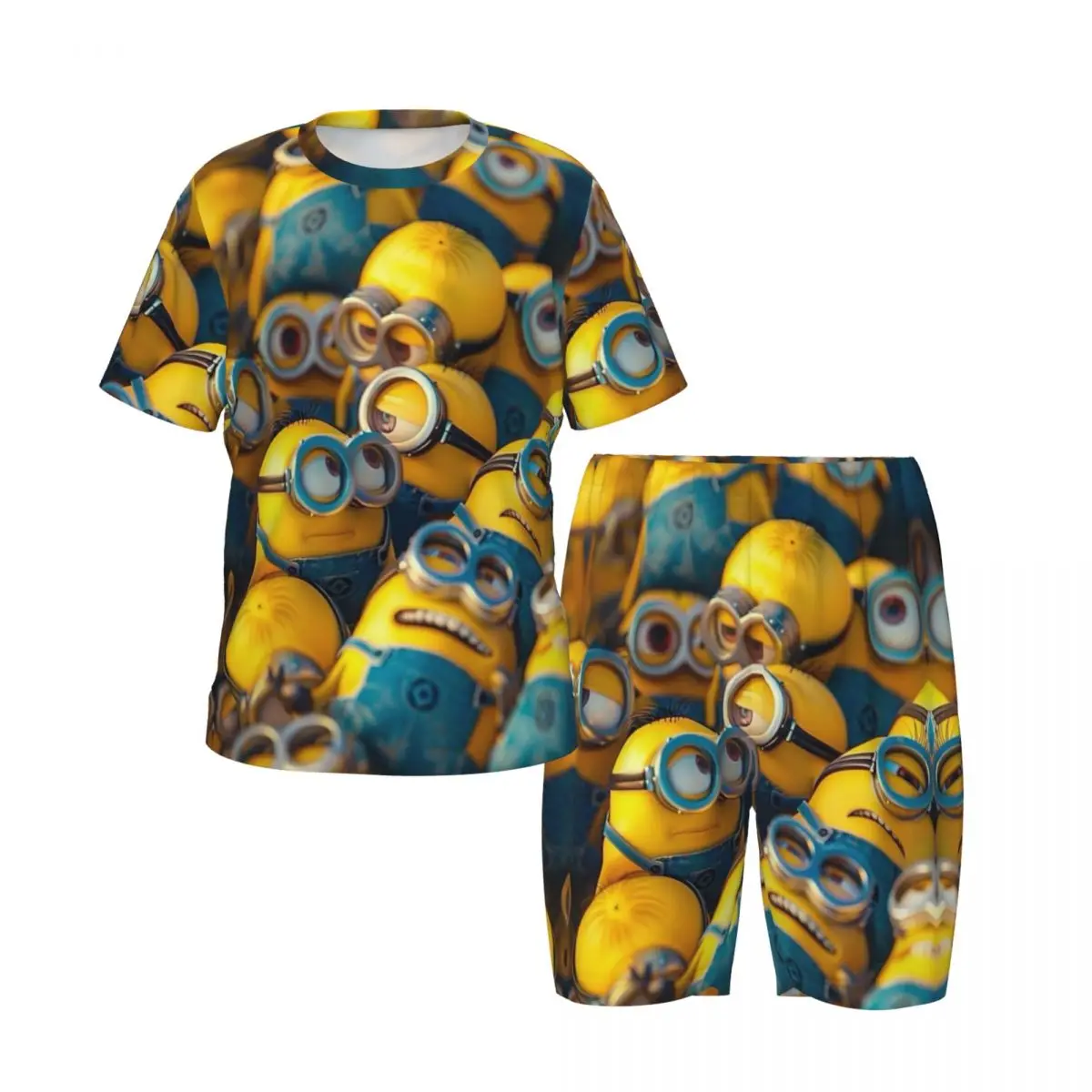 

boy's girl's Pajamas Set Minions Down Tops and Shorts Pajama 2 Piece Pyjama Nightwear Loungewear for Summer