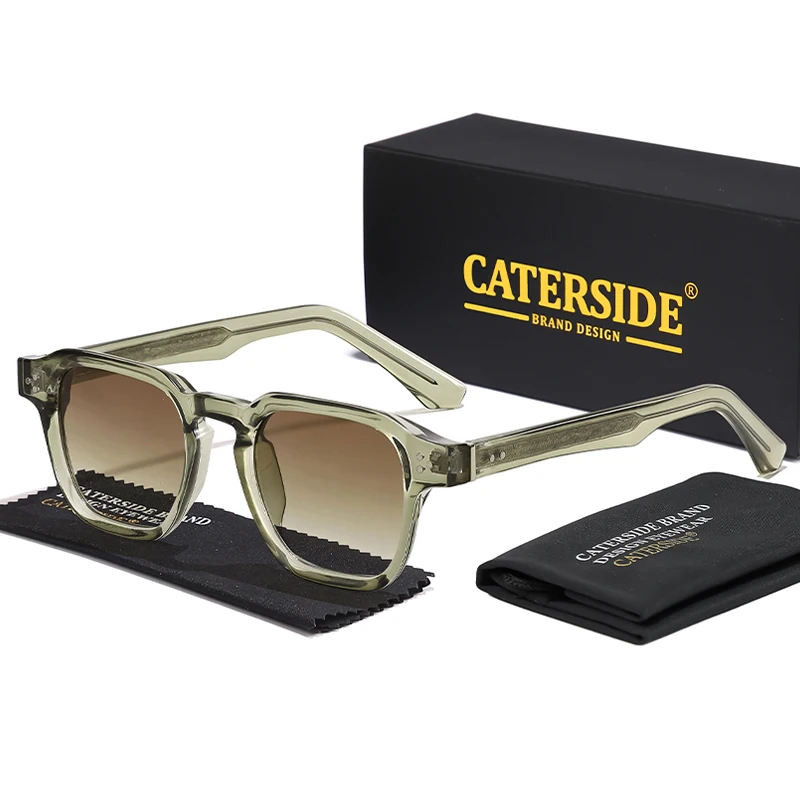 CATERSIDE Vierkante mode-zonnebril Heren Core Insert Temple Luxe merk zonnebril Dames Reizen Strandfeest Festival Geschenken