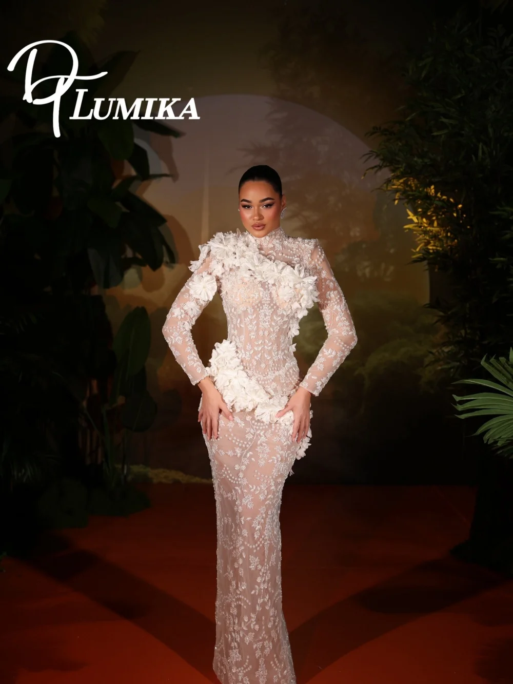 Solemn 3D Floral Wedding Dress 2026 Elegant Long Sleeve Bridal Gown Enchanting Lace A Line Floor Length Bridal Dress Vestido De