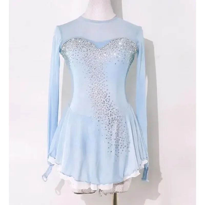

Ice Dance Dress Performance Rhinestone Girls Shiny Figure Skating Black