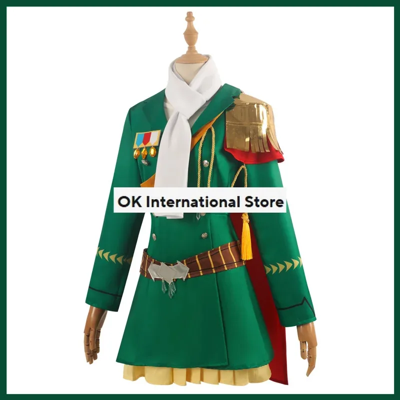 Juego CyAnime Umamusume: Pretty Derby Symboli Rudolf, disfraz de Cosplay, peluca de rey, uniforme militar verde, traje de Halloween Kawaii para mujer