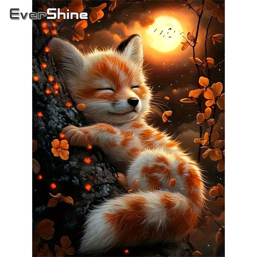 Evershine جديد وصول الماس الفسيفساء الثعلب الحيوان DIY كامل مربع جولة الماس اللوحة الكرتون التطريز القمر هدية فريدة من نوعها #1