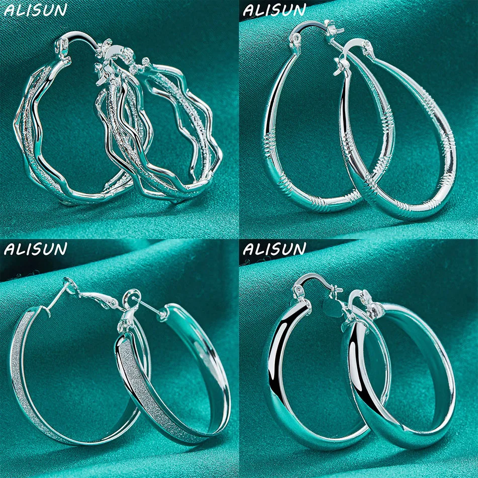

ALISUN 925 Sterling Silver Hoop Earrings For Women Grace Jewelry Trend Fashionable Birthday Party Gifts