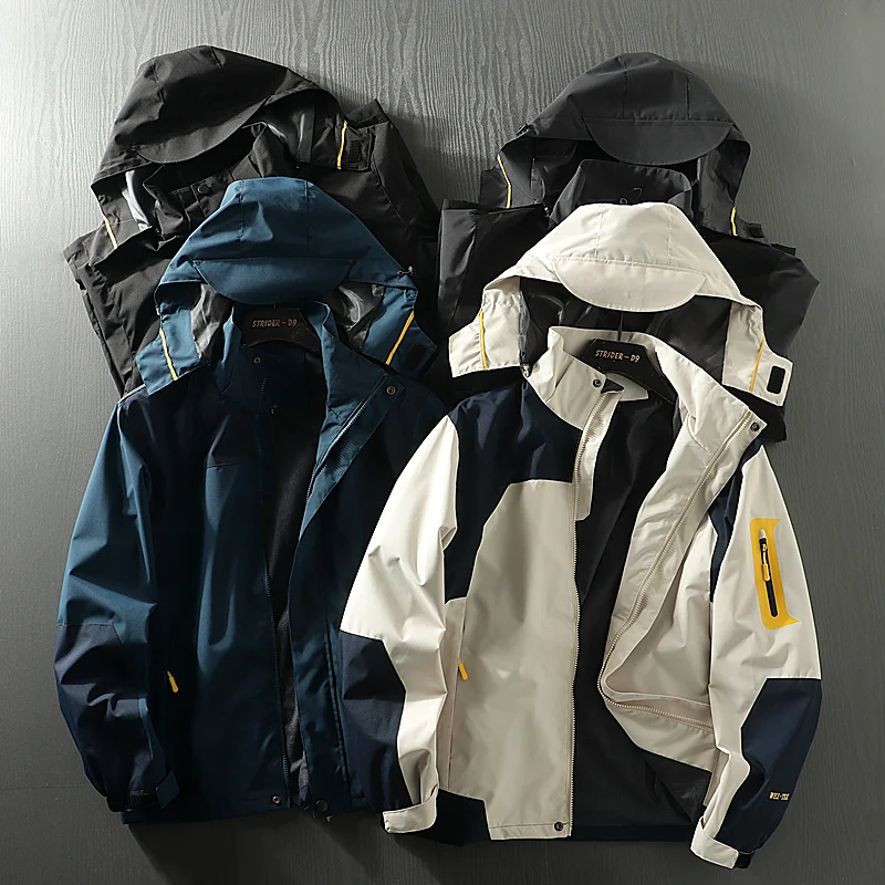 

3D Tailoring Outdoor Spor Jaet Spring Autumn Faionable Hat-On Thin Fce Casual Leisure Coat Stand Fit Zipper Sve