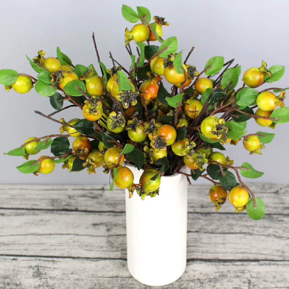 

Artificial Rosehip Berries Simulation Pomegranate Bouquet Green Floral Accessories For Diy Home Decor Christmas Picks Faux
