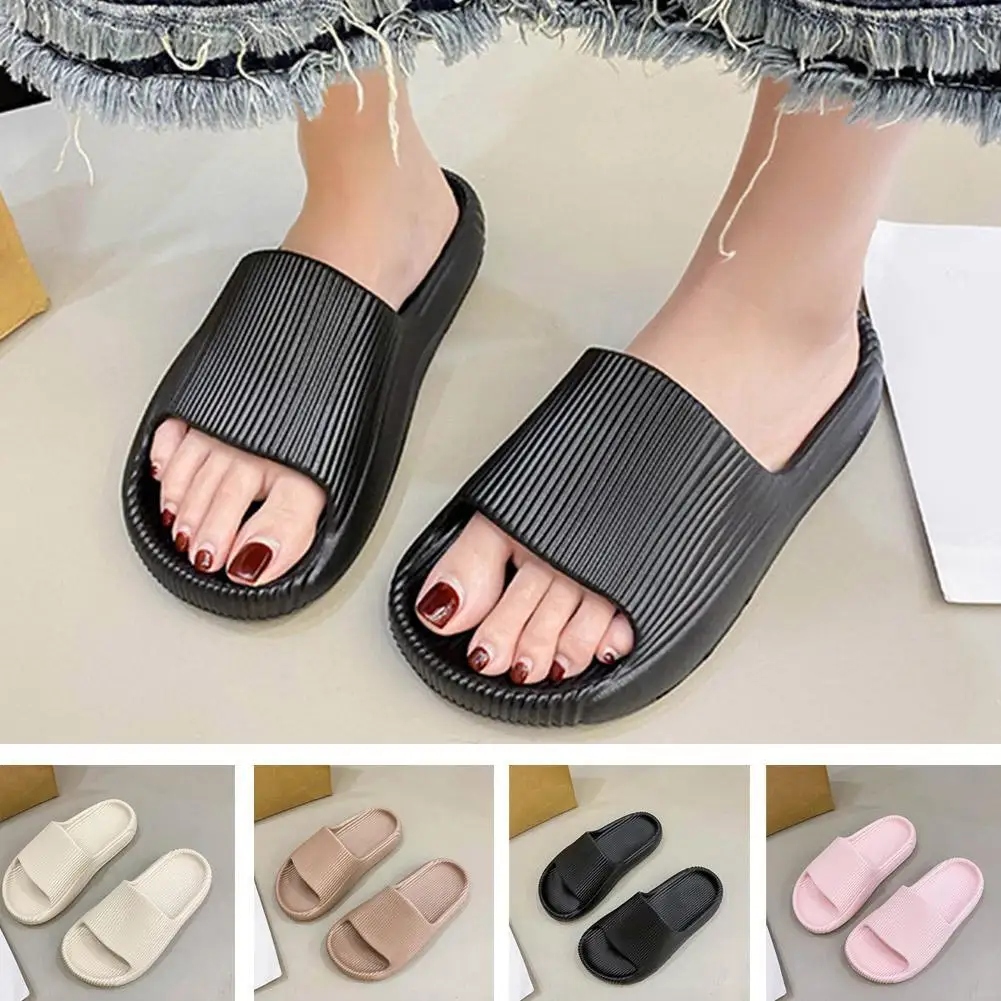 

Thick Bottom Home Slippers Women Soft Sole Eva Indoor Slipper Couple Bathroom Shoes Summer Non-Slip Platform Sandals Flip Flops