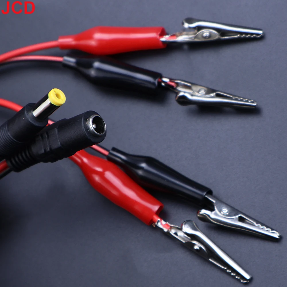 JCD 1pcs 2 Alligator Clip To 1 Male or Female DC Power Plug Connector Adapter 25CM Wire DC 5.5*2.1mm Clips Crocodile Test Leads