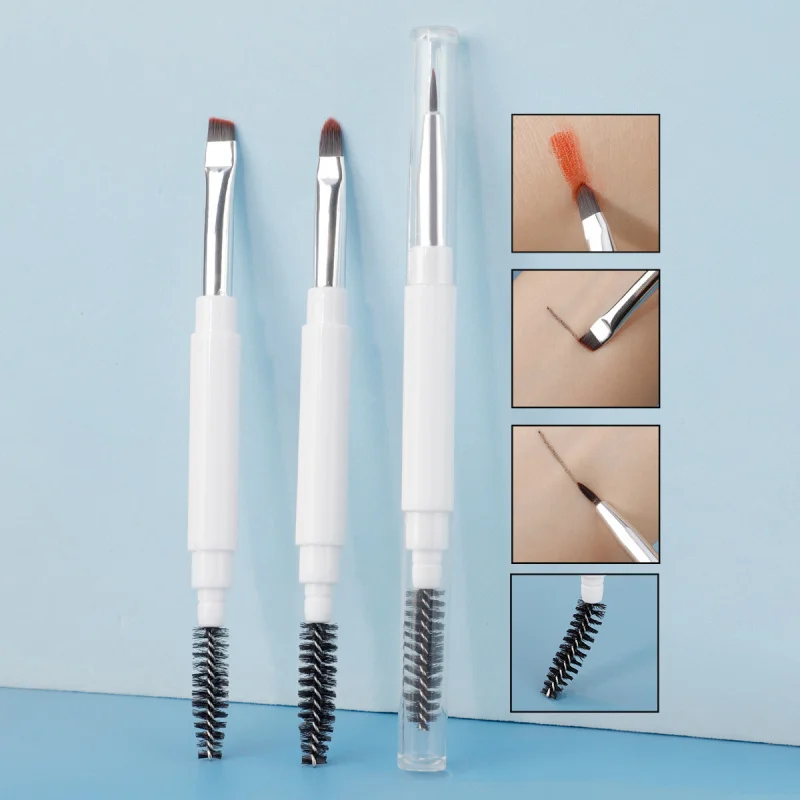 

Double-Ended Makeup Brush Multi-Style Soft Bristle Concealer Brush Eyebrow Brush Silicone Lip Brush with Cap Eyeliner Brush Port
