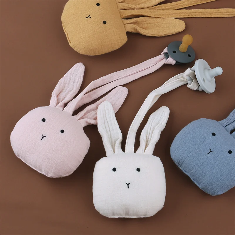 Attache-tétine en coton en forme de lapin de dessin animé pour bébé, accessoires d'alimentation pour nouveau-né, JOréinitialisation, continents, fermoirs