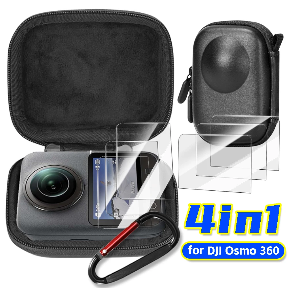 Untuk DJI OSMO 360 Tas Penyimpanan Portabel Bingkai Tas Tangan Cangkang Keras Mini dengan Carabiner dengan Gantungan Aksesori Kamera