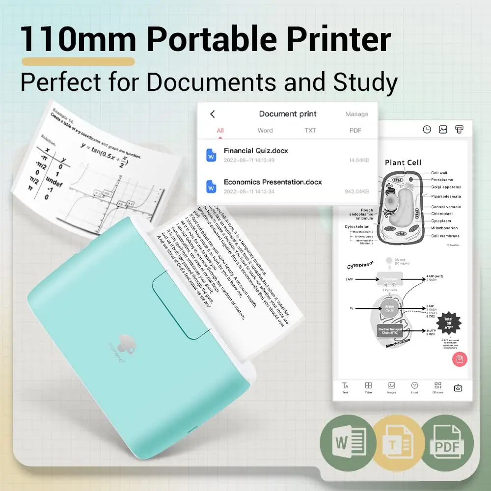 Phomemo M04S 110mm Portable Printer 304dpi Bluetooth Inkless Thermal Printer Support 53/80/110mm Thermal Paper for Mobile Phone