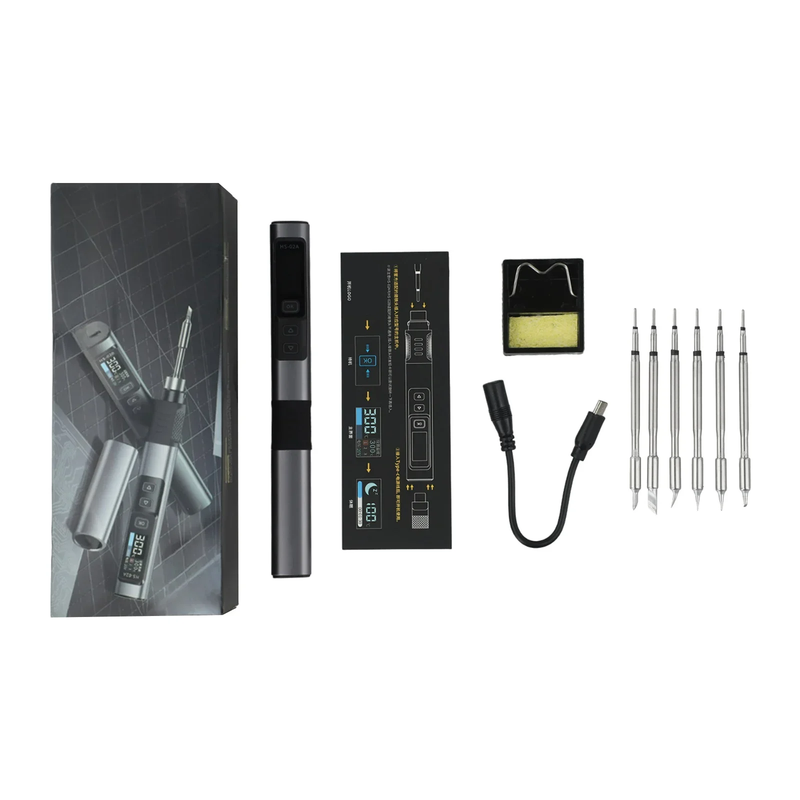 1pc For FNIRSI HS02A Smart Electric Soldering Iron PD 100W Constant Temperature Kits Manufacturing Metalworking Welding Tools