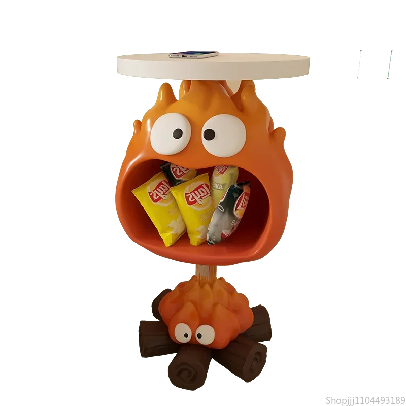 Living Room Large Light Lu Flame TV Cabinet Movable Floor Snack Shelf Sofa Side Decoration Gift