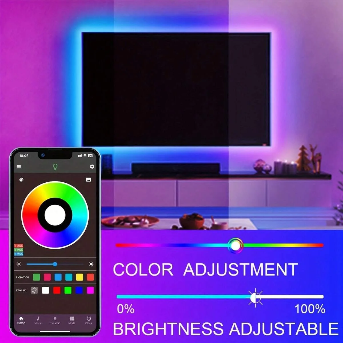 1/3/5/10/15/20/30M LED Computer Desk DIY Backlight 24 Key Remote Control RGB Multicolor Tape Home Decoration Light Strip