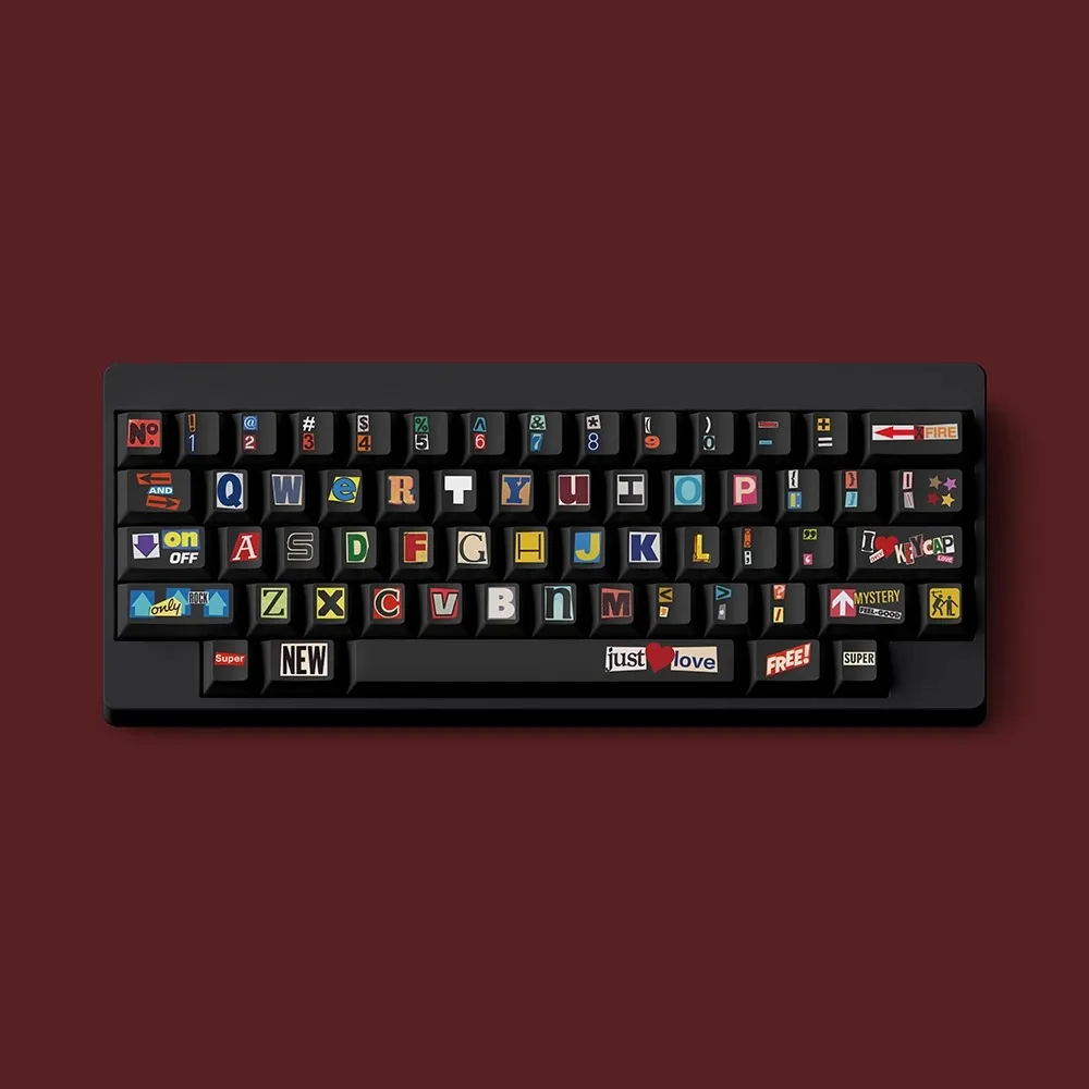 FBB Sticker Theme Keycap Set 145key PBT Custom Black Cartoon Keyboard Cap Cherry Profile Gaming KeyCap for Mechanical Keyboard