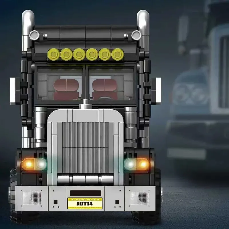 Blocos de Montar de Caminhão Pesado Americano, Veículo de Transporte Criativo, Modelo de Tijolo com Vista da Cidade, Brinquedo para Meninos, Presentes para Adultos e Crianças, 873PCS