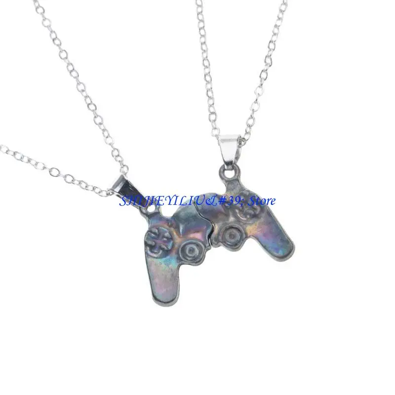 E21F 2 Pieces Pendant Necklace Jewelry Game Console Charm for Couples