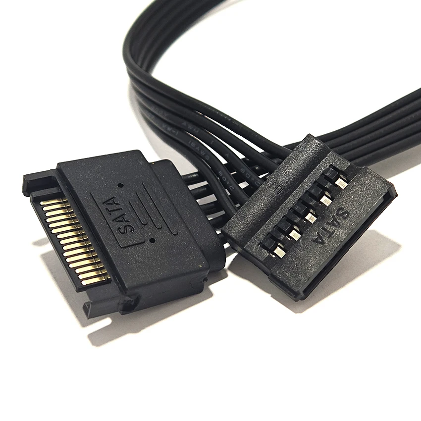 1-to-1 5Pin SATA Male To Female Power Extension Cable For HDD SSD 5-Core Power Supply Cable Extension Cable Full Line Version 32
