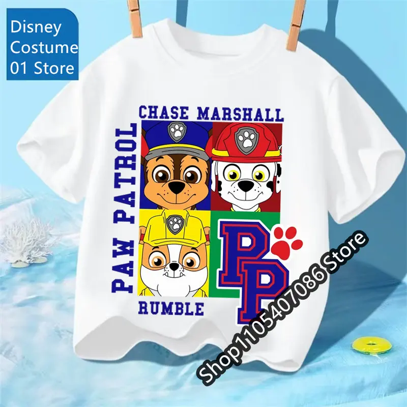 PAW Patrol Children T-Shirts Cartoon Chase Skye Short Sleeves Top Tees Fashion Anime Girls Boys Shirts Kids Summer Clothes Gift
