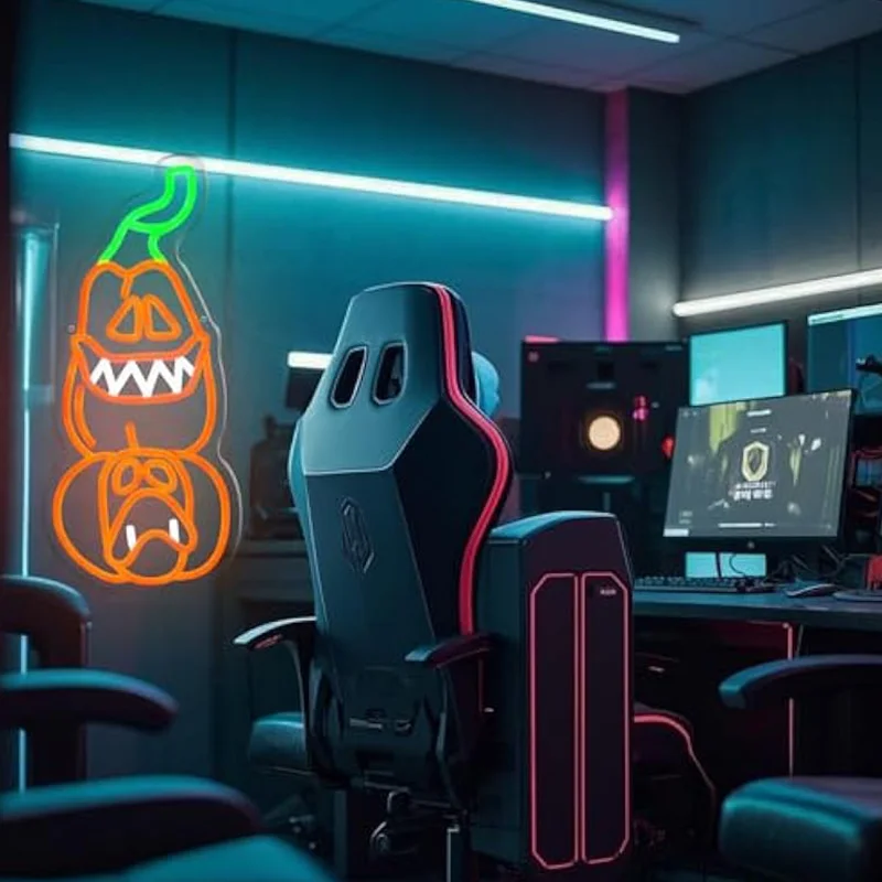 

Тыквенный манекен, неоновый свет, два перекрытия, Хэллоуин, тыква, светодиодные вывески, настенный декор для вечеринки, игривая лампа, подарки для детей