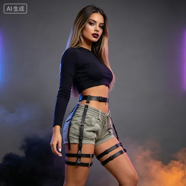 Punk Gothic Black Faux Leather Multi Layer Waist Thigh Harness For Women Adjustable Dark Decor For Rave Club Festival Party Outf