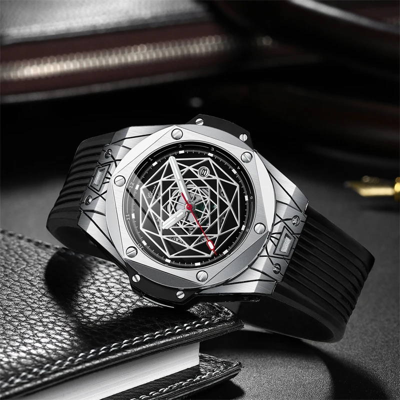 Chenxi นาฬิกาข้อมือผู้ชายยอดนิยม8249, ผู้ชายแฟชั่นสายนาฬิกาซิลิโคนกันน้ำสำหรับกีฬาทหารนาฬิกาลำลอง