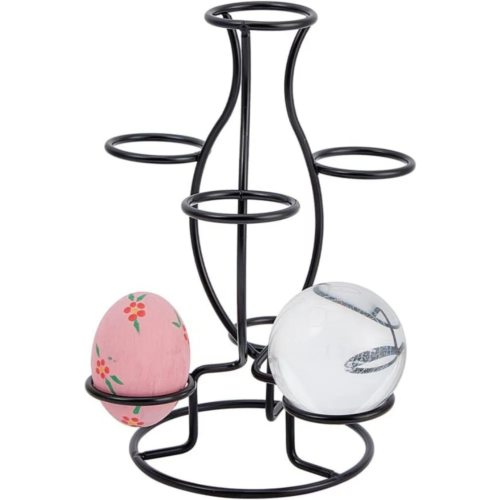 

1pc Crystal Ball Holders 7 Eggs Display Stand Black Iron Multi-Sphere Display Office Decor Ornament 5.9x5.31x7.99 Inch
