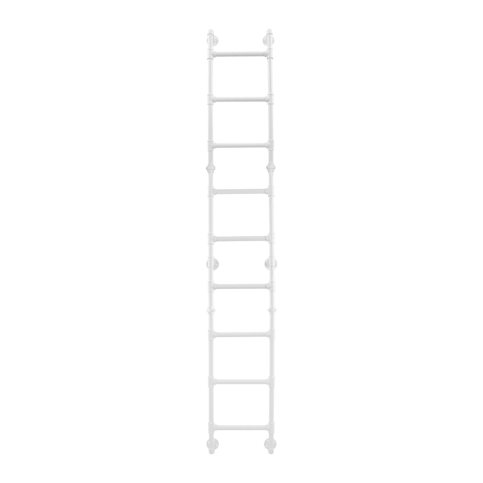 

White 9-Rung Wall Mounted Step Ladder Heavy Duty Iron Emergency Escape Ladder for Basement Window Well