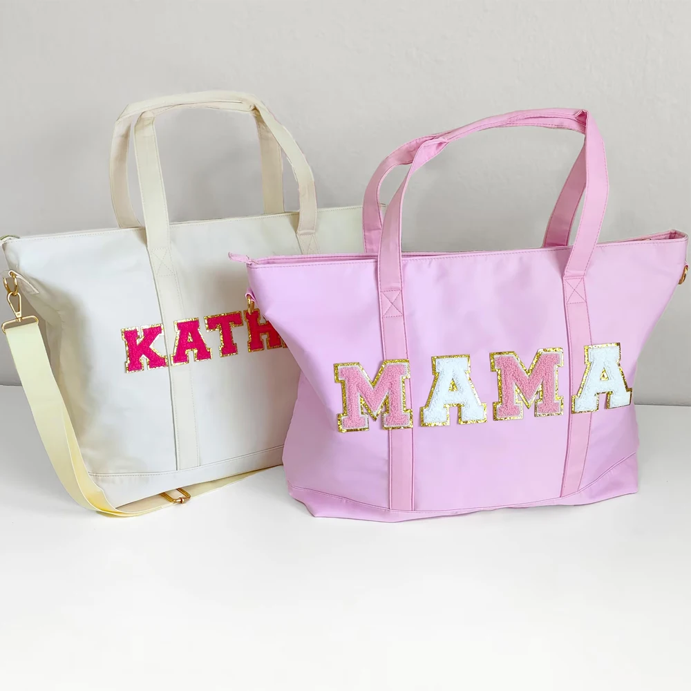 Personalized Women MAMA Shoulder Bag Travel Tote Bag Waterproof Nylon Handbags Large Weekend Mahjong Tote Bag