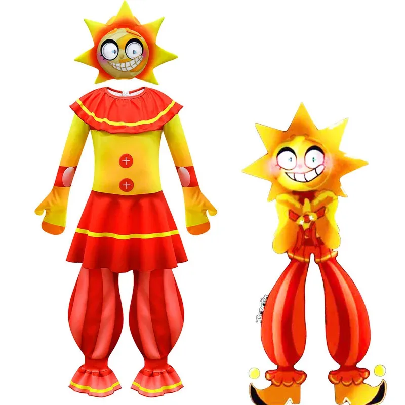 2025 12 بدلة أطفال للمهرج الشمسي أزياء الهالوين للأطفال Moondrop Sunrise FNAF كرنفال كوسبلاي Co