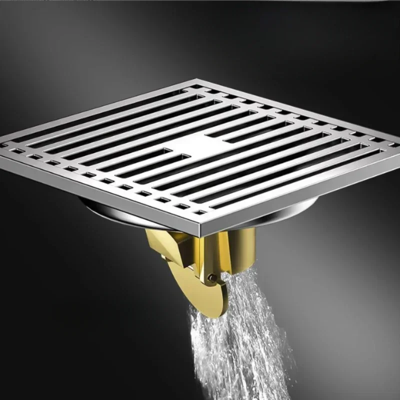 Square stainless steel bathroom shower floor drain, kitchen 10cm X 10cm anti odor floor drain