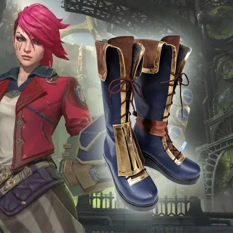 LoL Arcane Vi-zapatos de Cosplay, trajes, traje de Carnaval de Halloween para mujeres y hombres, botas Arcane VI, juego de rol