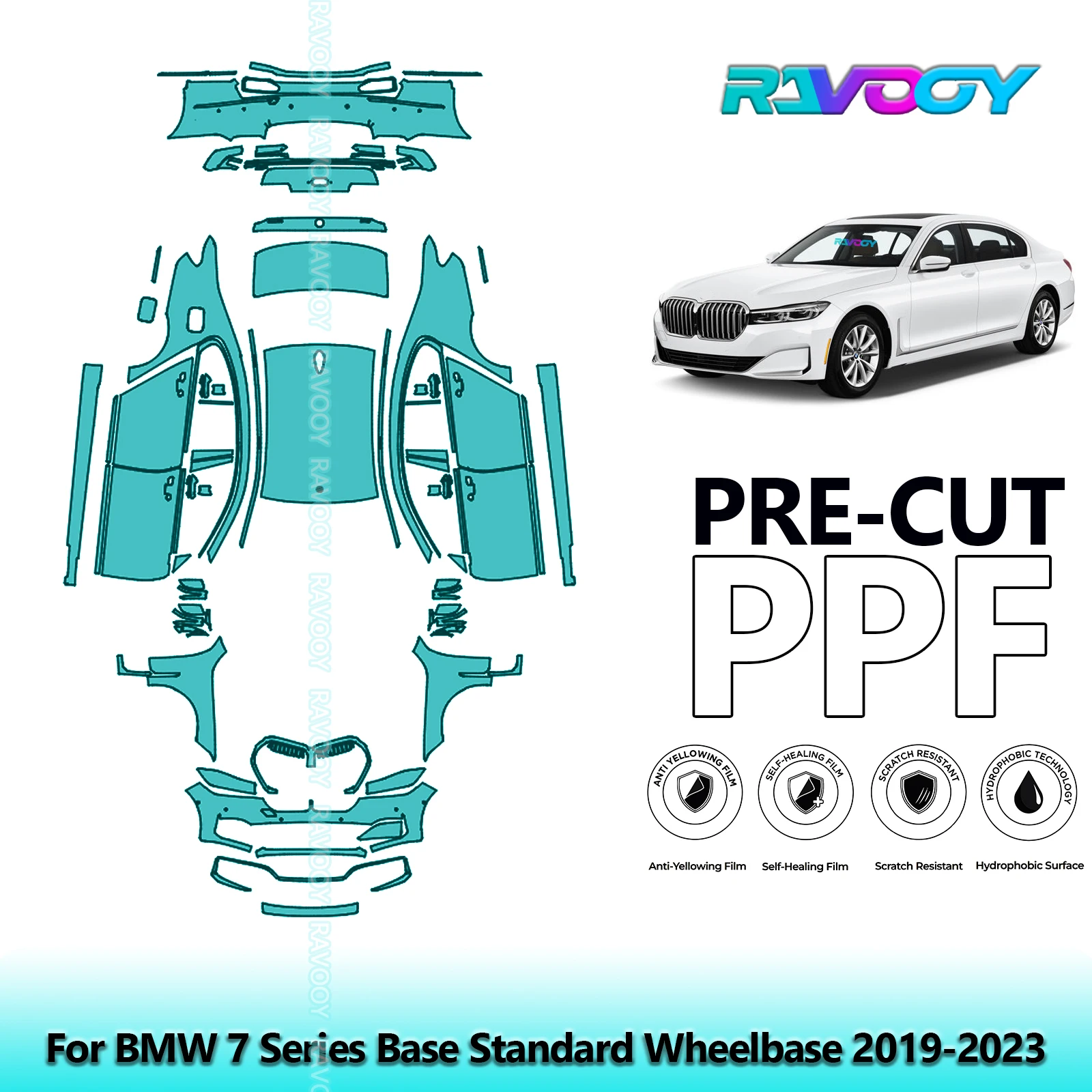 

Precut PPF Full Vehicle For BMW 7 Series Base Standard Wheelbase 2019-2023 Clear Bra