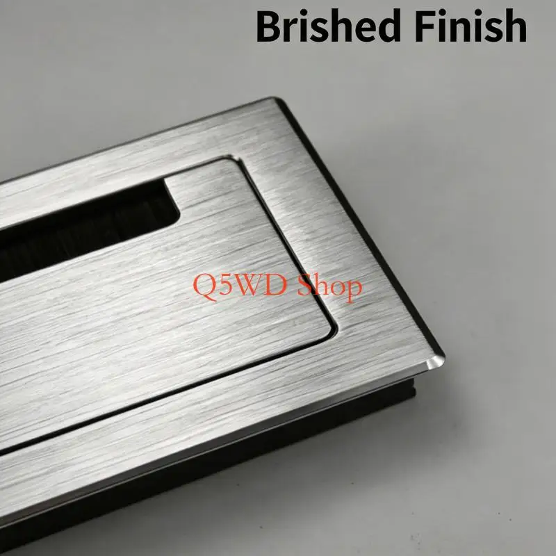 Q5WD Rectangular Desk Cable Grommets Brush Cable Management Box Aluminum Alloy Wiring Wire Hole Covers For Home Office