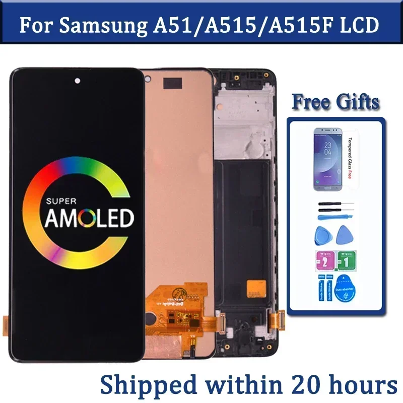 Super AMOLED For Samsung A51 LCD A515 A515F A515F/DS A515FD LCD Display Touch Screen with Frame Digitizer Assembly