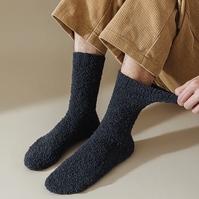 1/3 Paar Herbst/Winter warme Herren Damen Korallensamt Mittelrohrsocken dicker Plüsch weich bequem Home Interior Bodensocken