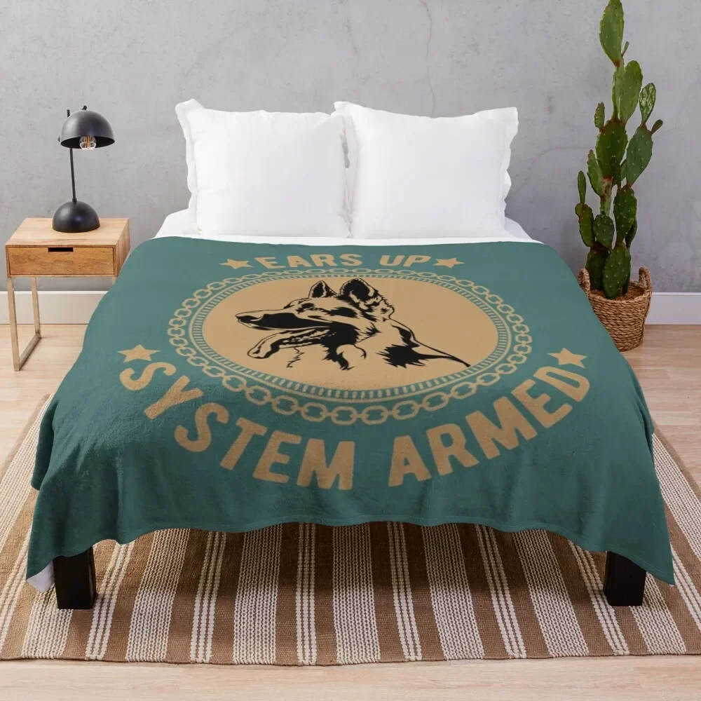 

Ears Up System Armed German Shepherd Throw Blanket Single Warm Bed Fashionable Camping Blankets