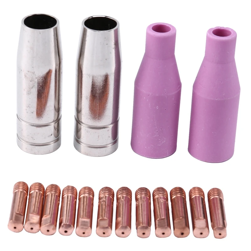 SEWS-Mig Set Of Nozzles 16Pcs AK15 For Welding Torch Cap Tip Contact 0.8Mm MB15 Ceramic Accessories