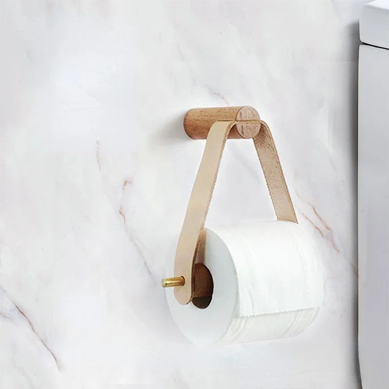 Wooden Toilet paper holder  Bathroom accessories Nail-free Paper Towel Tissue Holder Wall Mounted Triangle Toilet Towel Holder