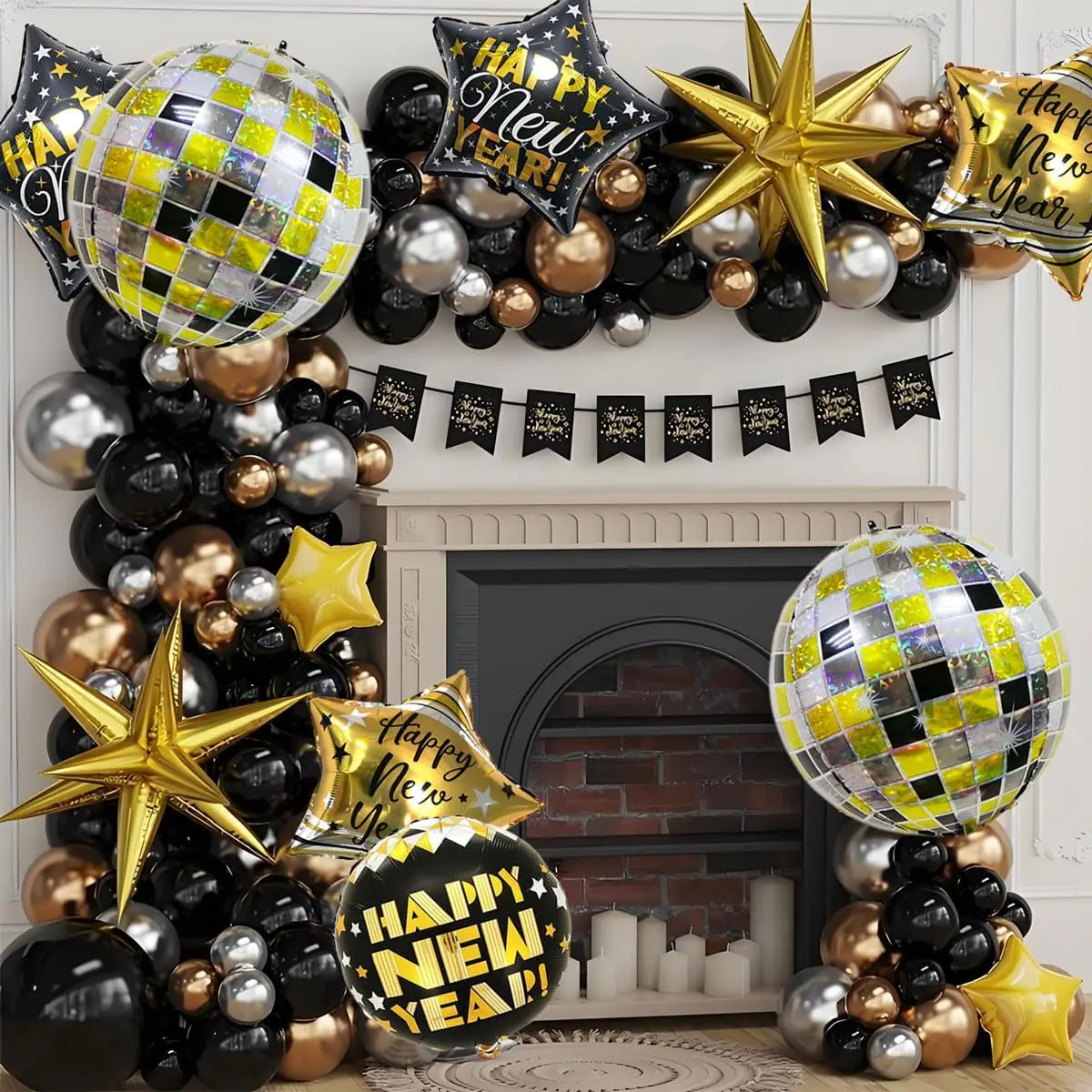 7 قطعة السنة الجديدة احباط بالون مجموعة 18 بوصة سنة جديدة سعيدة بالونات الهيليوم عيد ميلاد سعيد السنة الجديدة ليلة حفلة ديكور داخلي في الهواء الطلق #3