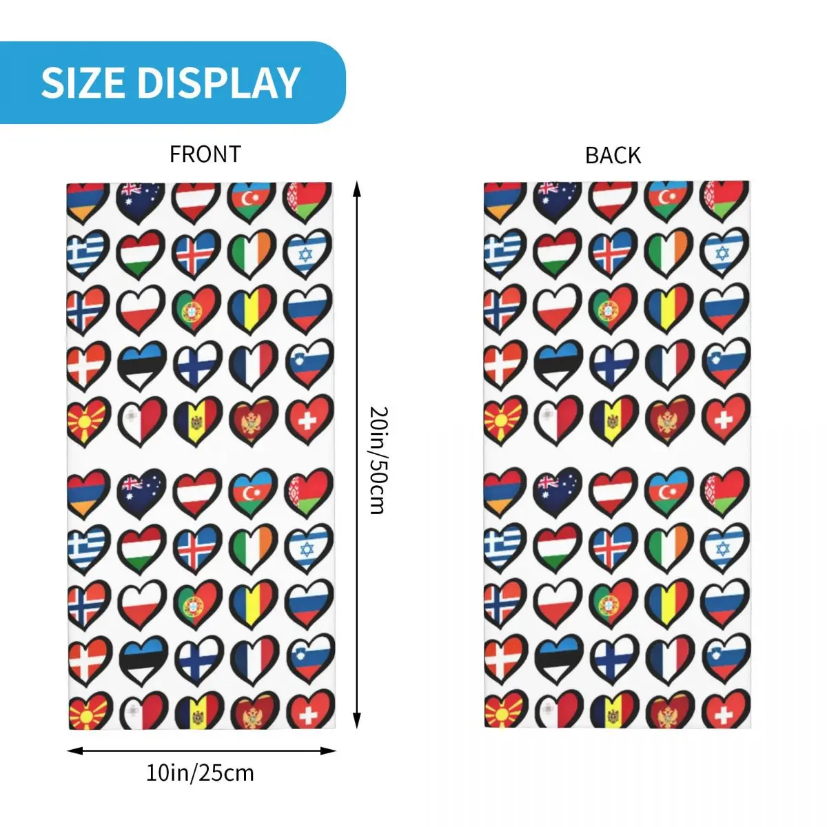 Eurovision Song Contest Flags Hearts Bandana Neck Cover Printed Wrap Scarf Multifunction Cycling Scarf Hiking Fishing For Men