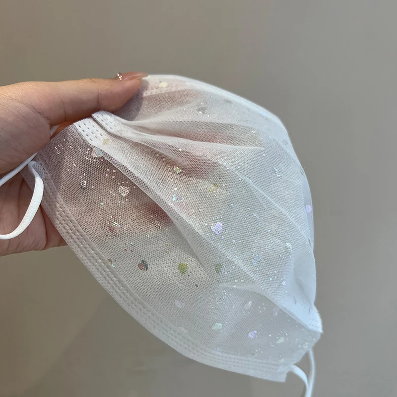 

Women's Disposable Laser Patterned Thin Double Layer Me Mask Summer Cute Design Breathable Face Cover Non-Woven Fabric