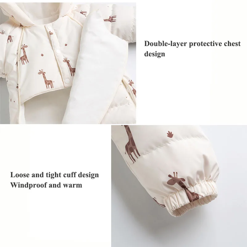 طفل الشتاء السروال القصير ملابس خارجية سنوسويت الأبيض بطة أسفل سميكة الأطفال بذلة 0-3 سنوات رومبير وزرة معطف #5