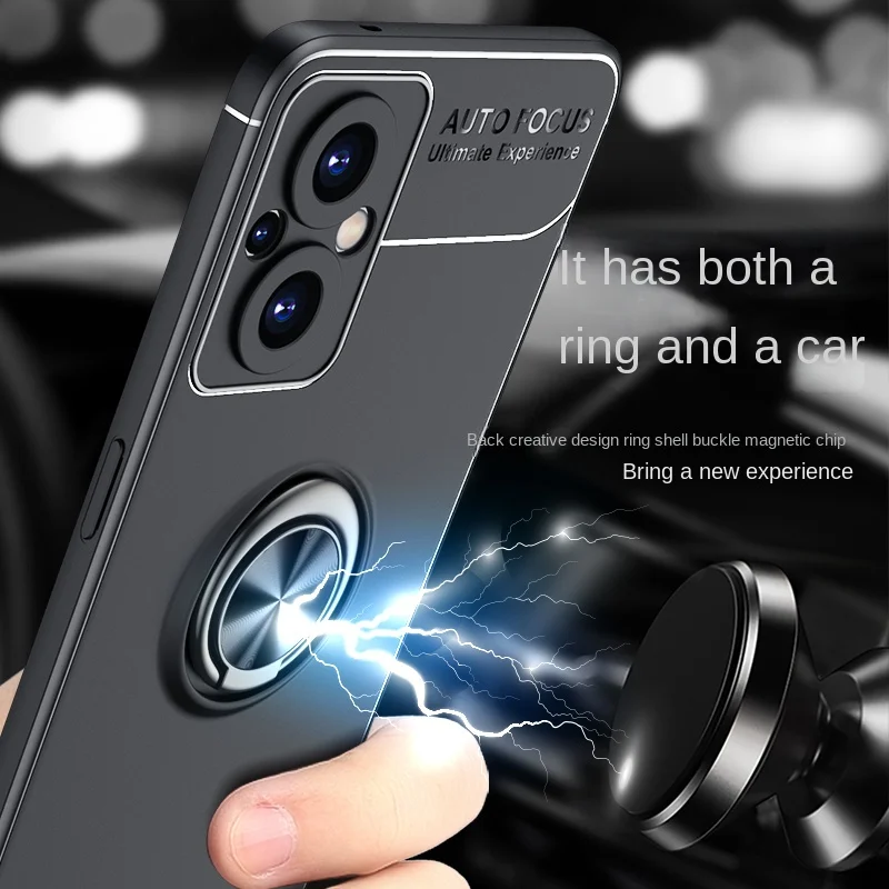 Oppo Reno7 Z 7Z CPH2343 Case Car Holder Stand Magnetic Bracket Finger Ring Silicone Cover Case for Oppo Reno 7Z Reno7Z CPH2343