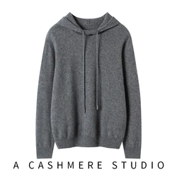 High-End Autumn Winter New Women 100% Cashmere Sweater Solid Tops Outwear Lady Soft Warm Hooded Knitted Pullover Girl Clothes