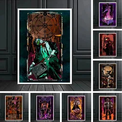 Cyberpunk Demon Tarot Card Posters Print Wheel of Fortune Canvas Painting Wall Art Pictures For Living Room Home Gift Decoration