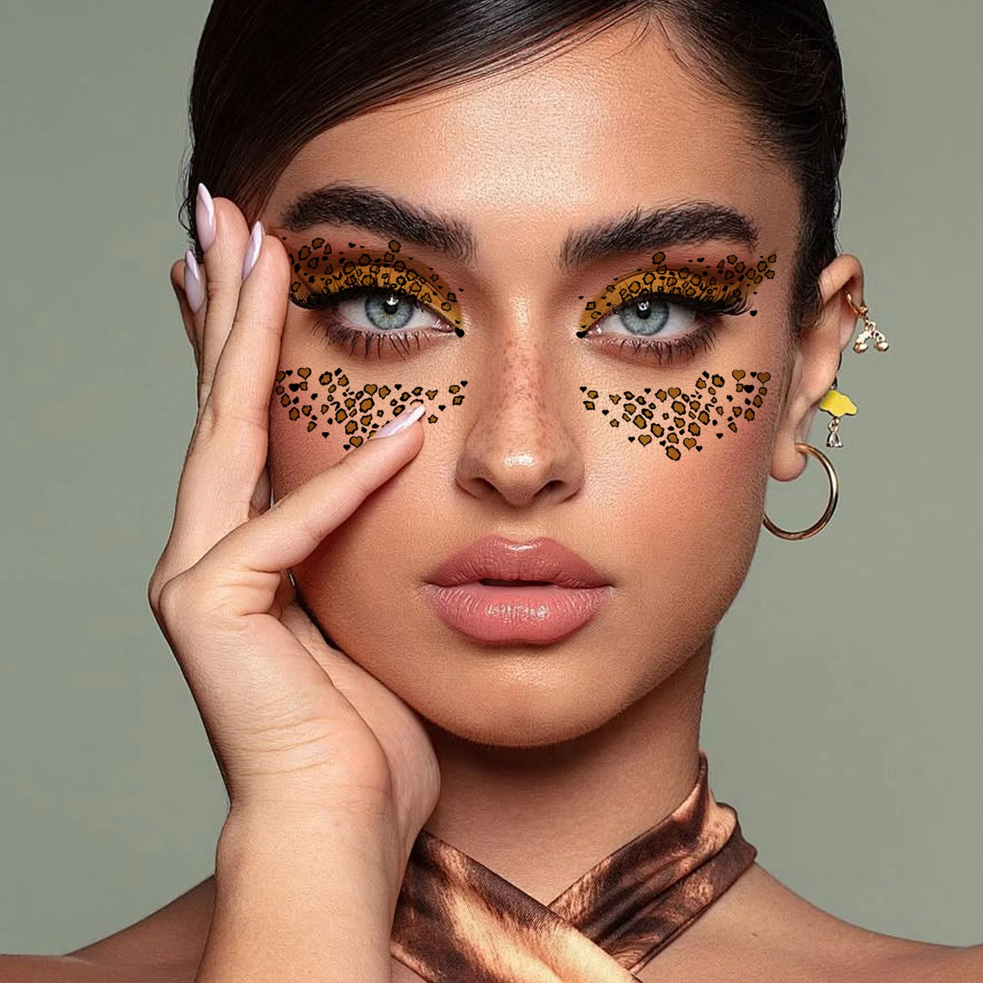 

Leopard Print Temporary Eye Tattoo Stickers Waterproof Colorful Simulation Makeup for Party Event Premium Quality