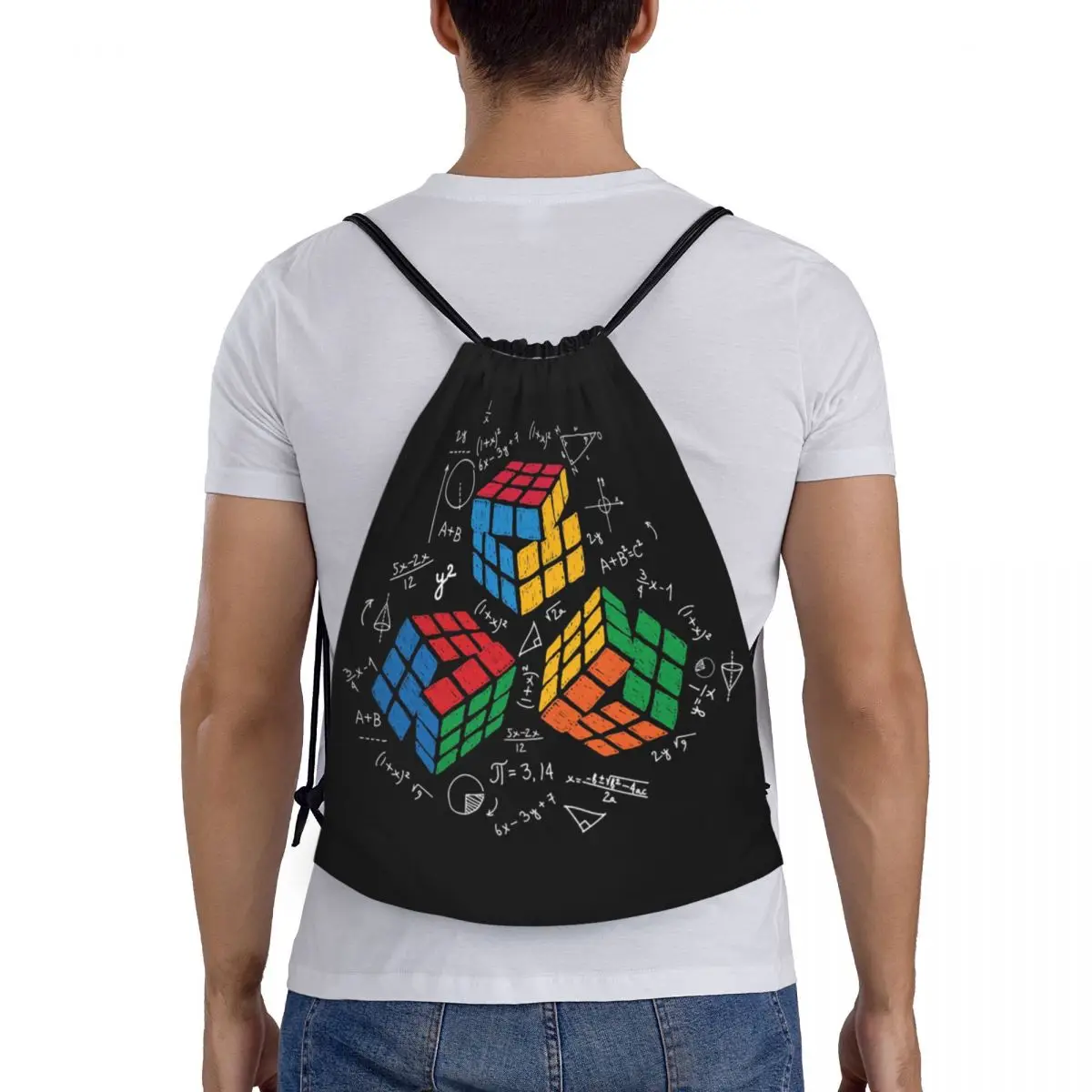 Cool Math Rubik Rubix Rubics Player Cube Math Lovers Drawstring Bags Foldable Gym Sports Sackpack Teachers Training Backpacks